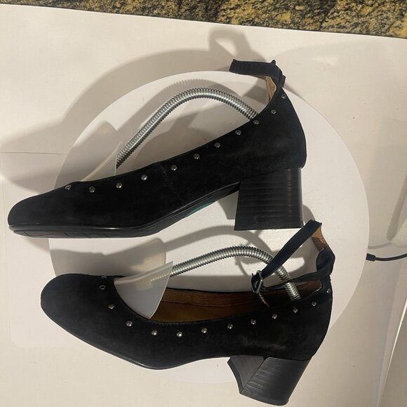 Montana Artisan crafted Suede Studded Ankle Strap Shoes In Black Sz 6.5M 4015821 - Picture 9 of 16